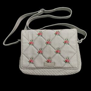 Vera Bradley Iconic Turnabout‎ Quilted Reversible Crossbody Bag Denim Gray Solid
